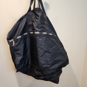 Lesportsac Black Nylon Foldable Tote with Branded Trim
